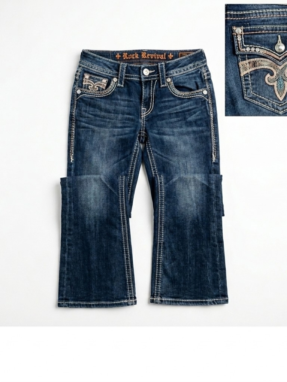Rock Revival Indigo Tall Boot Cut Embroidered Jeans